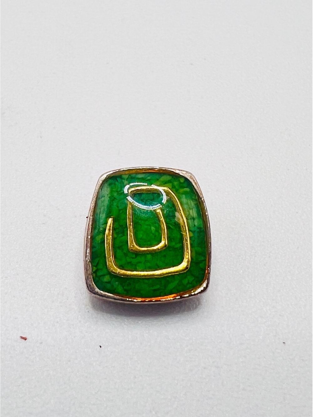 Vintage LERU Green Enamel Abstract Pendant Mid Century Modern MCM Signed